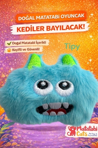 Tipy Peluş Kedi Oyuncağı Matatabi İçerikli, Dayanıklı, Kediler İçin Eğlenceli Oyuncak