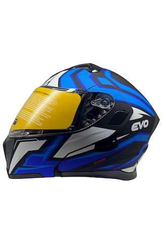 Kask Evo Vizörlü Çeneden Açılır Mavi -siyah Mavi - Siyah