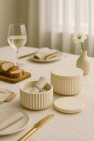 Modern Çizgili Kapaklı Organizer 4 Parça Set 10,5 6,5 Cm
