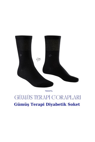 1senartbeauty Gümüş Terapi Diyabetik Soket Çorap Unisex Siyah