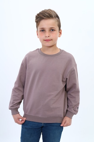 Toontoy Kids Toontoy Erkek Çocuk Pamuklu Bisiklet Yaka Baskılı Basic Sweatshirt 22996 Acı Kahverengi