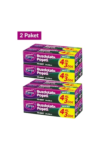 Buzdolabı Poşeti Orta Boy 4 Al 3 Öde 4 20 24 X 38 Cm İkili Set
