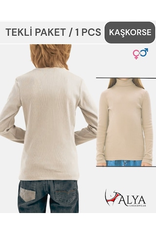 Alya Underwear Balıkçı Yaka Pamuklu Fitilli Kumaş Çocuk Kaşkorse Unisex Body Kemik