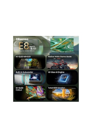 Hisense 55E8S 55" 139 Ekran Uydu Alıcılı Smart 4K UHD VIDAA Uled Mini LED TV