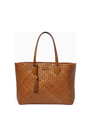 Aspinal Of London Large Island Kahverengi Woven Deri Tote Çanta, Zamansız Ve Şık Omuz Çantası
