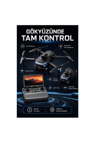 Premium M9 Plus 4k Hd Kameralı Katlanabilir Drone, Ekranlı Kumandalı, 5g Wi-fi Fpv Görüntü, Optik Akış