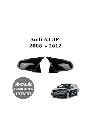 Audi A3 8p 2008 2009 2010 2011 2012 Sinyalsiz Aynalara Uyumlu Yarasa Batman Ayna Kapağı Seti Parlak Siyah