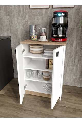 Afilli Lina Kahve Köşesi Ve Çok Amaçlı Dolap Tamamı Mdf Beyaz Gar