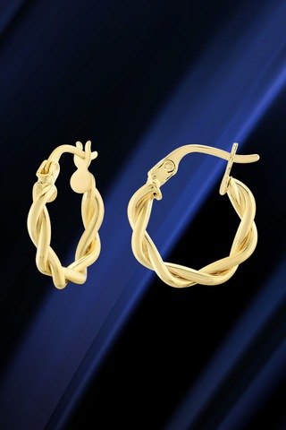 Moom Mücevherat Kadın 14 Ayar Altın Küpe Minimalist Burgu Modern Halka Altın Küpe 15 Mm-Mm20092