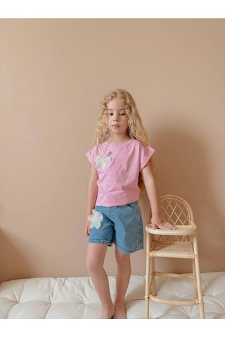 Jolly Kids Kız Çocuk Kot Jean Şortlu Badili Takım Pembe