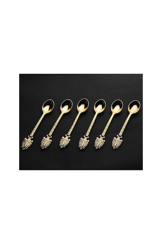 Çay Kaşığı Seti 12 Parça Metal Gold Ahsen Model Gold Tonlu