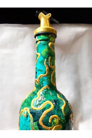 El Yapımı Altın Varaklı Yağdanlık Tasarım Sunum Standı İle Şık Mutfaklar Ve Sofralar Yeşil