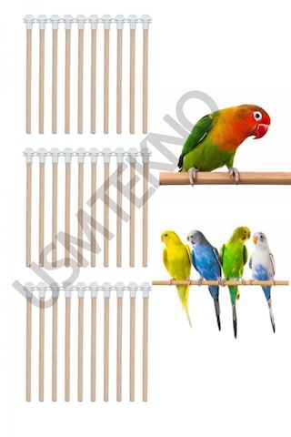 Usmtekno Kuş Tüneği Ahşap Tünek Ağaç Tünek Tahtatünek 30 Adet 25 CM Beyaz