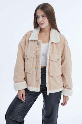 Selectmoda Kadın Çift Cepli İçi Kürklü Fitilli Mont Somon