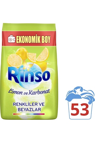 Rinso Limon ve Karbonat Renkliler ve Beyazlar İçin Toz Çamaşır Deterjanı 8 KG