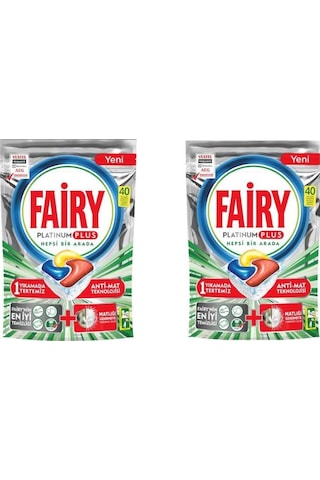 Fairy Platinum Plus Limon Kokulu Bulaşık Makinesi Deterjanı 2 x 40 Tablet
