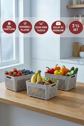 Selka Home Lavin 3 Adet Küçük Boy Mutfak Banyo ve Dolap İçi Düzenleyici