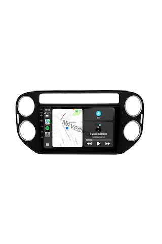 Volkswagen Tıguan 2012-16 9" Siyah Uyumlu Androıd Multimedya Gerçek 2/32 Kablosuz Carplay Geri Görüş Kameralı 9"