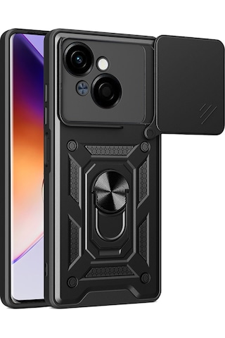 Teleplus Tecno Spark Go 1 2025 Kılıf Magnetik Standlı Kamera Korumalı Slide Sürgülü Cover Kapak