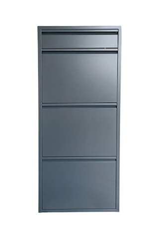 3+1 Raflı Metal Ayakkabı Dolabı Antrasit Kapı Önü Ayakkabılık
