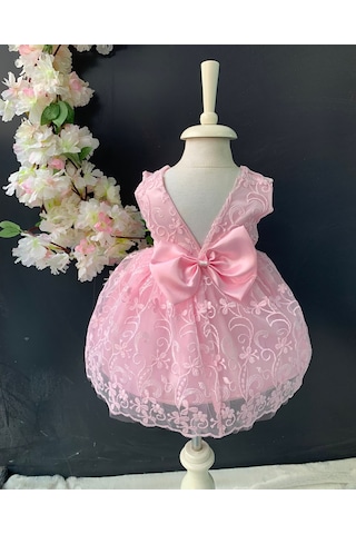 Mnk Baby & Kids Saç Bantlı Papatyalı Dantelli Bebek Elbise PNPN146