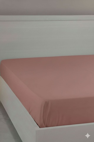 %100 Pamuk Ranforce Premium King Size Lastikli Çarşaf - Pudra Pudra