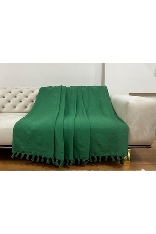 Yeşil Koltuk Örtüsü Balık Sırtı Desen 180 210 Benetton Yeşil