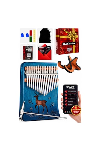 Midex Klx-510-pak Hakiki Ağaç Geyik Desenli Kalimba 17 Tuşlu Full Set