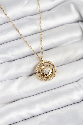 316l Çelik Zincir Gold Renk Kutup Yıldızı Model Kadın Kolye - Prt3500eb09337-95259 altın