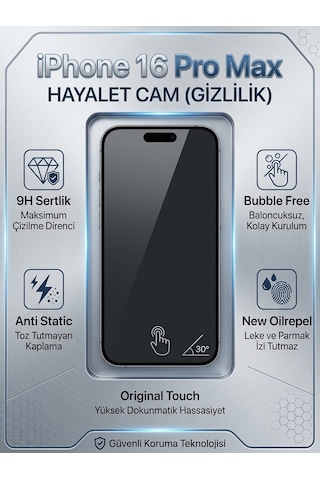 Iphone 16 Pro Max Uyumlu Ekran Koruyucu Hayalet Cam