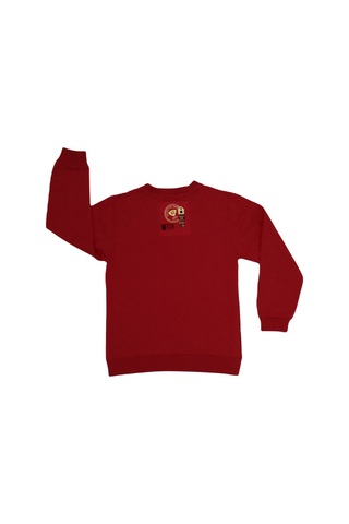Haknur Bebe Haknur Make Your Own Trail Baskılı Erkek Çocuk Sweatshirt 6-9 Yaş Kırmızı