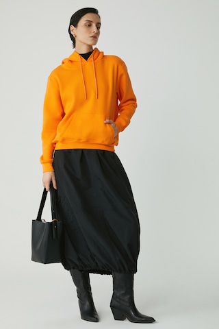 Ethıquet Diane Kadın İçi Polarlı Yumuşacık Comfort Fit Kapüşonlu Turuncu Sweatshirt