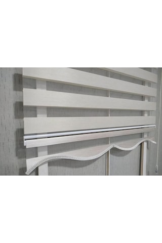Ekru R-18 Düz Zebra Stor Perde Etek Dilimli Alüminyum Kasa+etek Dilimi Ekru 100 x 200