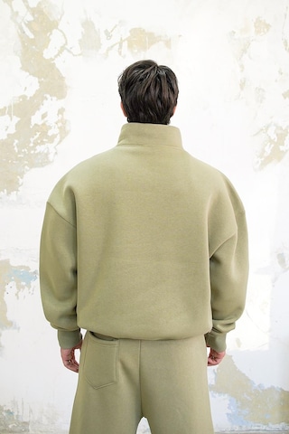 Soft Yeşil Cozy Basic Yarım Fermuar Oversize Sweatshirt Soft Yeşil