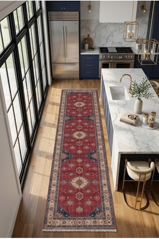 Yolluk Halı Kaymaz Taban Yıkanabilir Leke Tutmaz Kilim Özel Ölçü Koridor Halısı 3028 Çok Renkli
