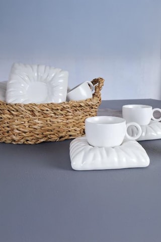 Arow Tr-2951 Beyaz 12 Parça 6 Kişilik Porselen Kahve Fincan Takımı