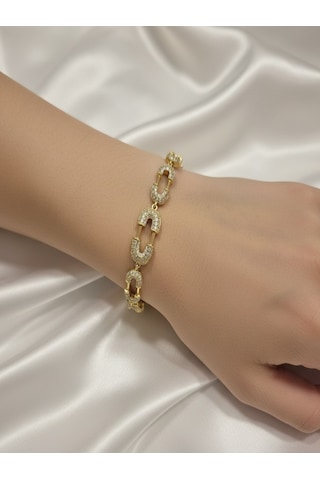 Xuping Çengel Figürlü Zirkon Taşlı Kuyumcu Serisi Gold Premium Bileklik 18 Cm + 2 Cm Ayarlı