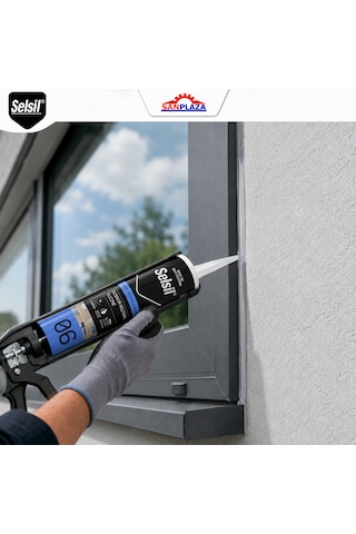 Selsil Şeffaf Nötr Dış Cephe Silikonu 300 Ml Uv Dayanımlı Cam Pvc Beton Derz Dolgu Mastiği 3 Adet