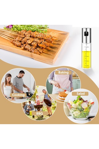 Padalink 100ml Cam Zeytinyağı Spreyi Seti 2 Adet - Paslanmaz Çelik Başlıklı, Salata, Izgaralı Yemekler İçin Kontrollü Yağ Dağıtıcı, Pişirme Ve Fırında Kullanım Çok Renkli