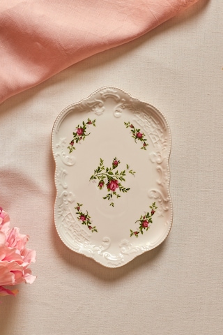Karaca Vintage Rose Kayık Tabak 25 Cm Çok Renkli