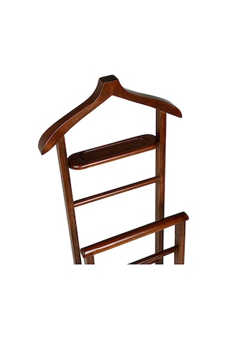 İkili Dilsiz Uşak Koyu Kahverengi Masif Ahşap Palto Ceket Cüppe Ahşap