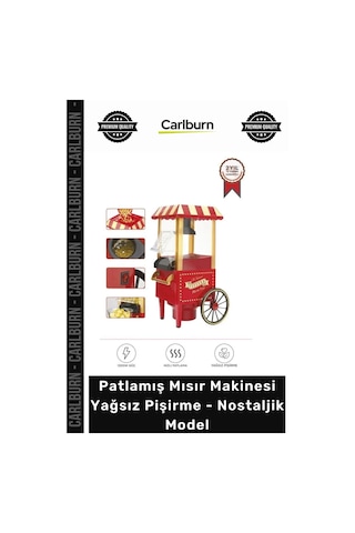 Özel Üretim 1200w Hızlı Sağlıklı Vintage Patlamış Mısır Makinesi Yağsız Pişirme Nostaljik
