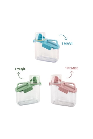 Flora Çok Fonksiyonlu Contalı Sızdırmaz Un Bakliyat Deterjan Saklama Kabı 1100 ML 3'lü Set