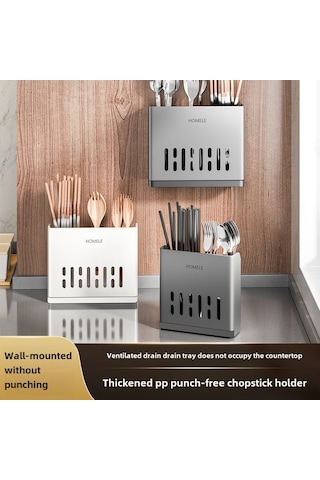 Konesam Duvarlı Mutfak Çatal Kaşık Bıçak Depolama Kutusu, Su Çıkarma Özelliği, Delme Yok Kurulum, Siyah İki Bardak, Toplu Satış Diğer