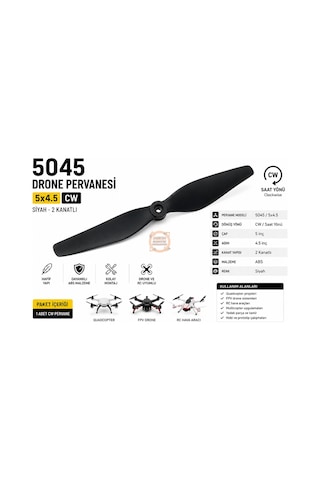 5045 Drone Pervanesi 5x4.5 Cw Siyah 2 Kanatlı