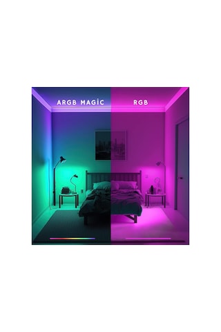 Glowin 5mt Şerit Neon Led Animasyonlu Kumandalı Ve Telefon Kontrollü Sese Ve Müziğe Duyarlı Magic Led Argb Çok Renkli