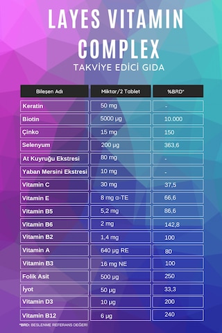 Layes Hair Vitamin Complex 60 Tablet Biotin Saç Vitamini
