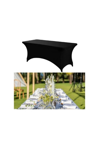Homyl Katlanır Masa Için Örtüsü Spandex Satıcı Düğün Doğum Günü Siyah