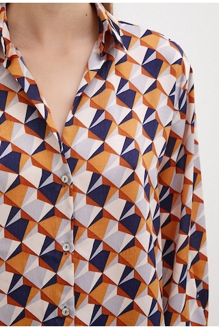 Kadın Uzun Kol Desenli Renkli Pamuk Saten Premium Kalite Spor Şık Gömlek Çok Renkli