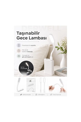 Esnek Usb Led Lamba Powerbank Laptop Ve Pc İçin Taşınabilir Gece Lambası Ve Kitap Okuma Işığı 5 Farklı Renk Seçeneği Mavi Kırmızı Turuncu Beyaz Yeşil